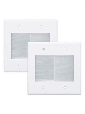 Cable Pass Through Wall Plate 2 Gang Brush Cover HDMI Speaker Wire Outlet
